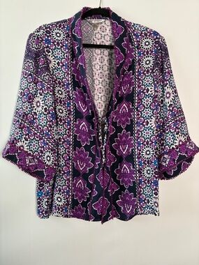 Allison Daley Purple Floral Kimono Top